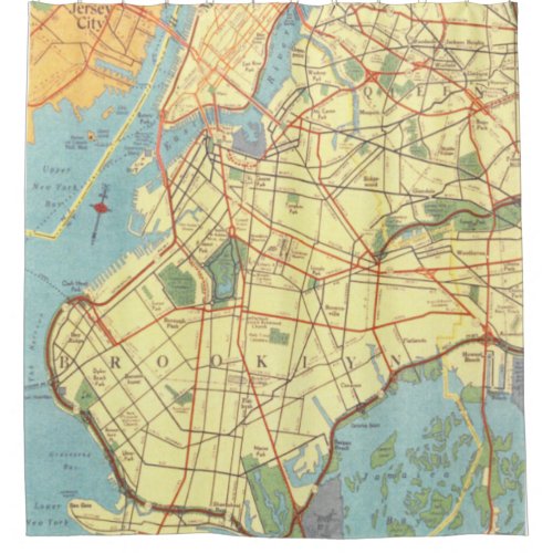 Brooklyn NY Map Shower Curtain