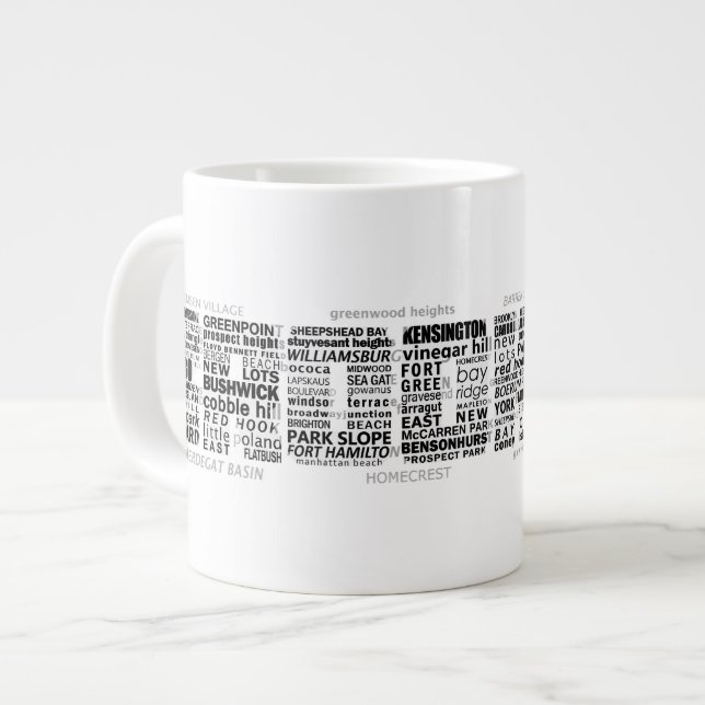 Brooklyn NY Typography Design Large Coffee Mug (Front Left)
