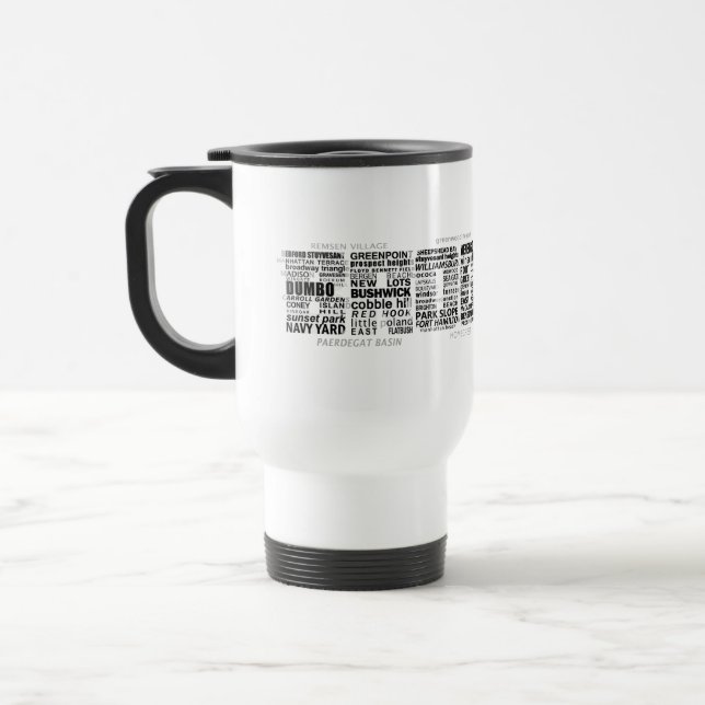 Brooklyn NY Typography Design Travel Mug (Left)