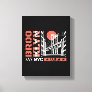 Brooklyn NYC Bridge Graphic Urban New York Canvas Print