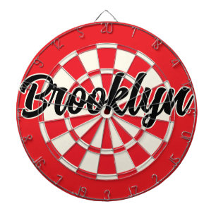 Brooklyn nyc editable text Black Red White Retro Dart Board