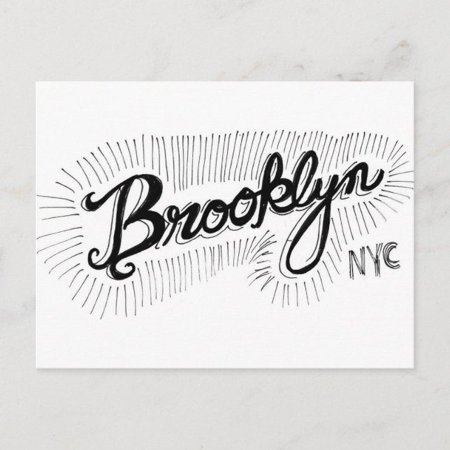 Brooklyn NYC Hand drawn script Postcard (Front)
