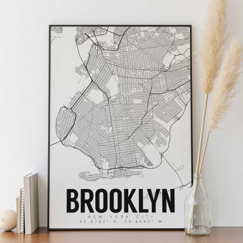 Brooklyn NYC Minimalist Map Art Poster