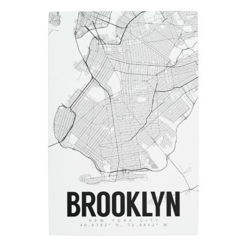 Brooklyn NYC Minimalist Metal Map Art