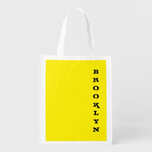 Brooklyn Nyc New York City Yellow White Template Grocery Bag