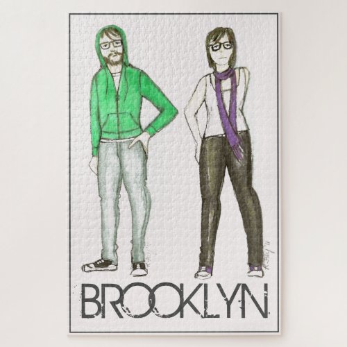 Brooklyn NYC New York Greenpoint Hipster Guy Girl Jigsaw Puzzle