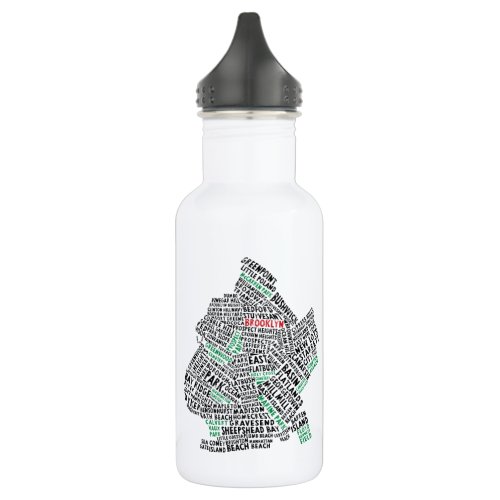 Brooklyn NYC Typography Map Bottle