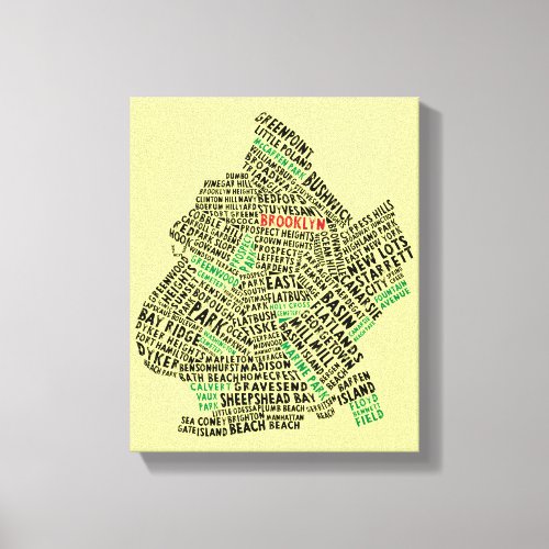 Brooklyn NYC Typography Map Canvas Print