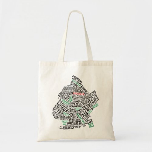 Brooklyn NYC Typography Map Design Tote Bag