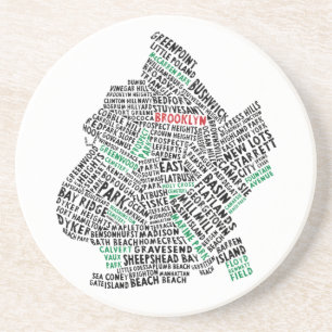 Brooklyn NYC Typography Map Drink Coaster