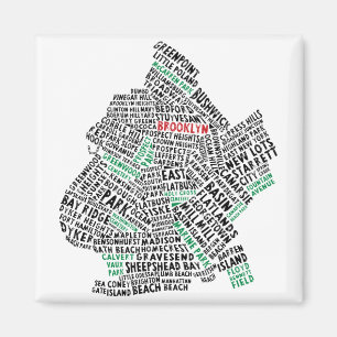 Brooklyn NYC Typography Map Magnet