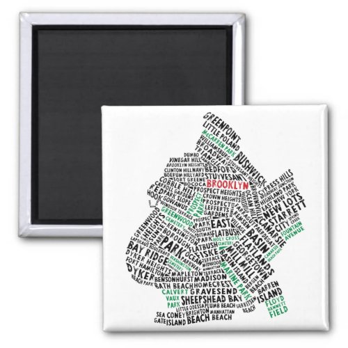 Brooklyn NYC Typography Map Magnet