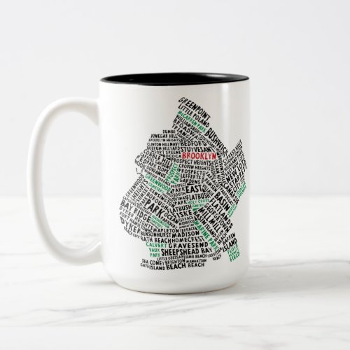 Brooklyn NYC Typography Map Two_Tone Coffee Mug