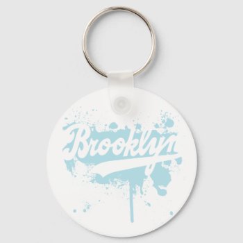 Brooklyn Painted Blue Keychain by brev87 at Zazzle