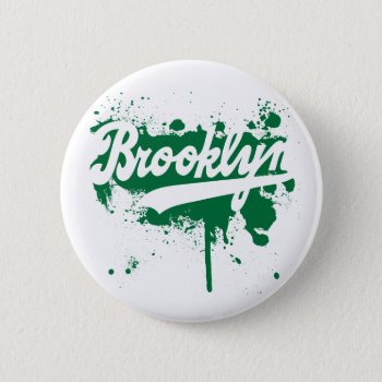 Brooklyn Painted Green Button by brev87 at Zazzle