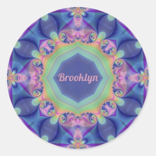 BROOKLYN  Pastel Abstract Kaleidoscope Pattern  Classic Round Sticker