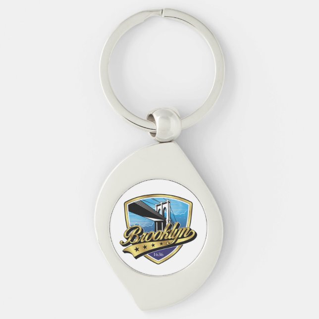  Brooklyn Shield and Swoosh Design Keychain (Front)