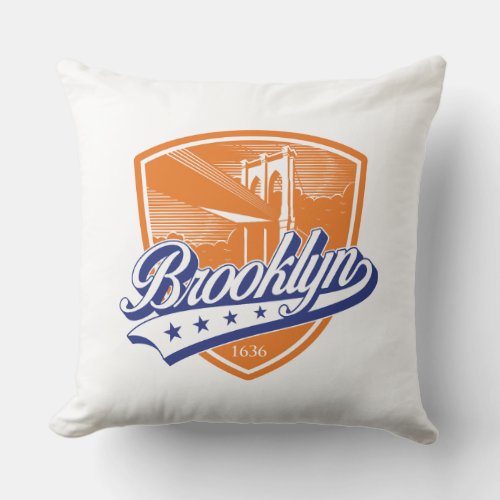 Brooklyn Shield with Swoosh Design Throw Pillow