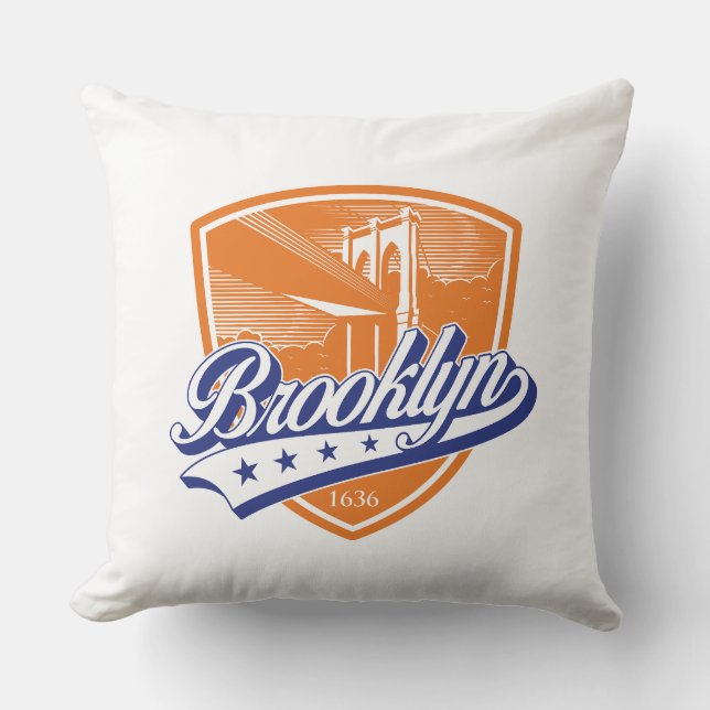 Brooklyn Shield with Swoosh Design Throw Pillow (Front)