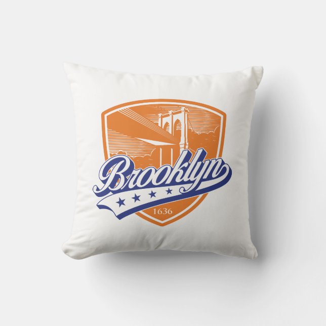 Brooklyn Shield with Swoosh Design Throw Pillow (Front)