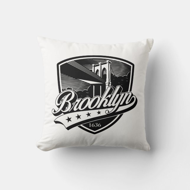 Brooklyn Shield with Swoosh Design Throw Pillow (Front)