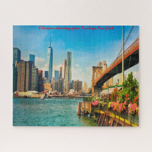 Brooklyn Skyline.Christmas Greetings Jigsaw Puzzle