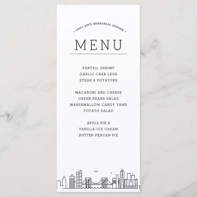 Brooklyn Skyline | Wedding Event Dinner Menu (Front)