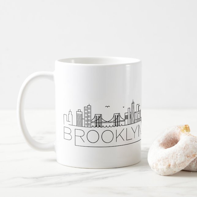 Brooklyn Stylized Skyline Coffee Mug (With Donut)