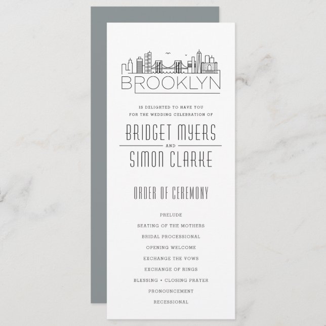 Brooklyn Stylized Skyline | Wedding Program (Front/Back)