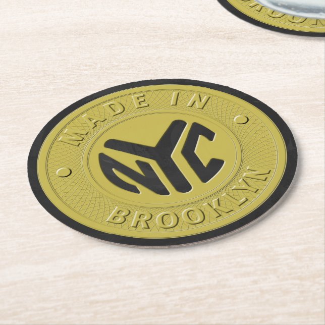 Brooklyn Subway Token Round Paper Coaster (Angled)