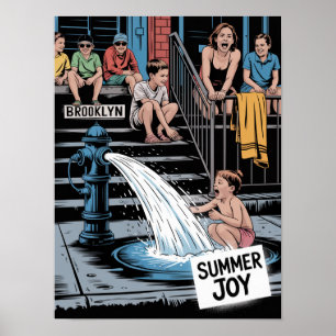 Brooklyn Summer Joy Baby Hydrant Poster