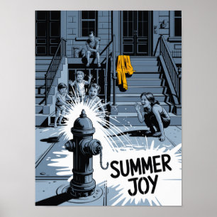Brooklyn Summer Joy Hydrant Art Poster