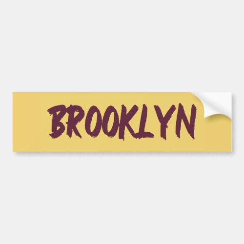 Brooklyn Text Base Design on Yellow Background  Bu Bumper Sticker