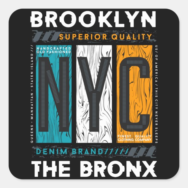 Brooklyn the bronx new york city square sticker (Front)