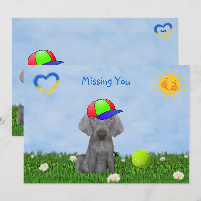 Brooklyn the Weimaraner's Greeting Flat Card  (Front/Back)