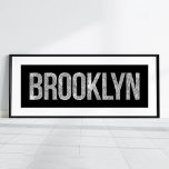 Brooklyn Vintage Black and White Map Typography Poster<br><div class="desc">Unique typography poster features a black background with "BROOKLYN" in bold,  modern lettering overlaid with a black and white vintage 1896 map of downtown Brooklyn.</div>