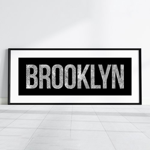 Brooklyn Vintage Black and White Map Typography Poster