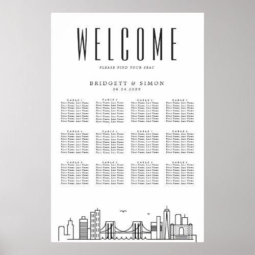 Brooklyn Wedding  12 Table Seating Chart 