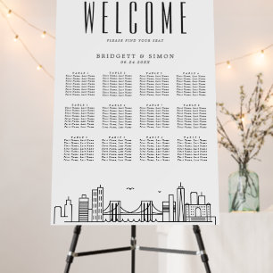 Brooklyn Wedding   12 Table Seating Chart  Foam Board
