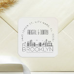 Brooklyn Wedding | Pre-Addressed Envelope Seal<br><div class="desc">Save time and make an impression while sending out your wedding invitations. These pre-addressed envelope seal stickers present themselves in an elegant yet modern deco-themed style and feature an illustration of the city of Brooklyn, New York and its unique skyline. The neutral colors are suitable to complement a variety of...</div>