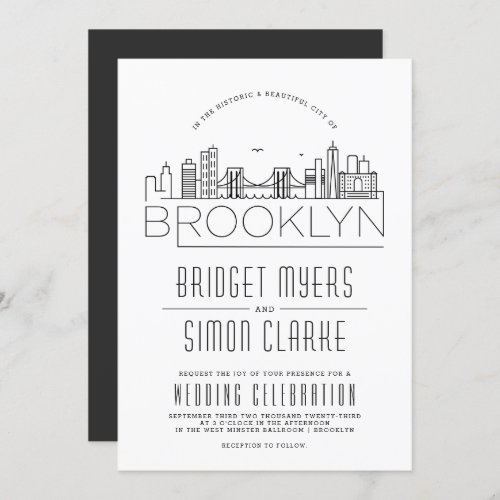 Brooklyn Wedding  Stylized Skyline Invitation