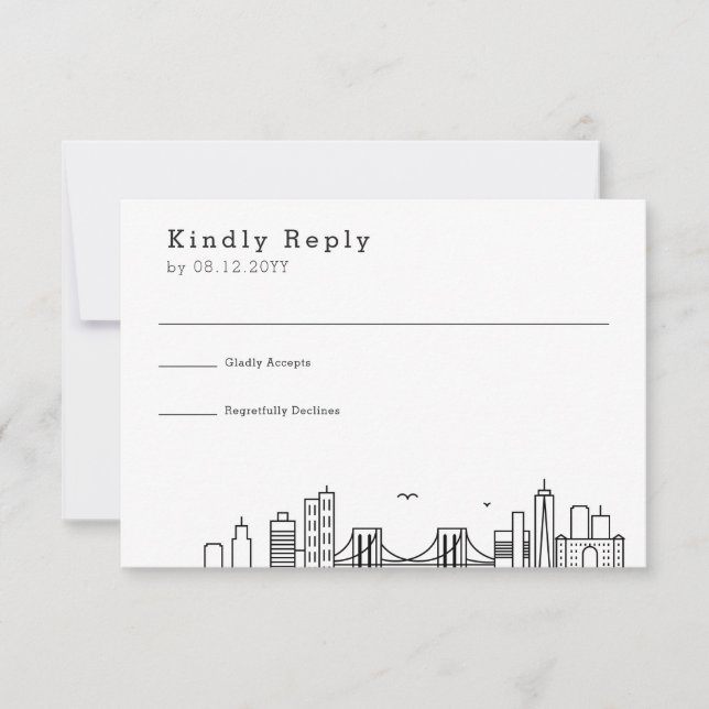 Brooklyn Wedding | Stylized Skyline RSVP (Front)