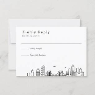 Brooklyn Wedding   Stylized Skyline RSVP Card