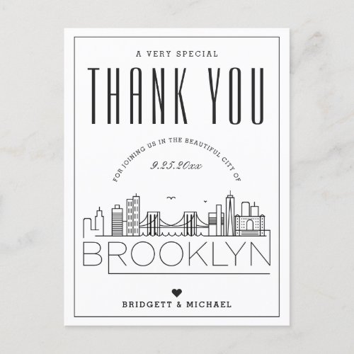 Brooklyn Wedding  Thanks for Coming Postcard