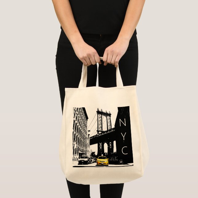 Brooklyn Yellow Taxi Nyc New York City Grocery Tote Bag (Front (Product))