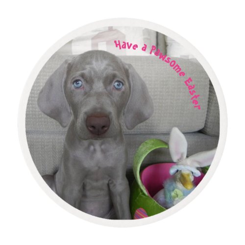 Brooklyns Easter _ Weimaraner Dog  Edible Frosting Rounds