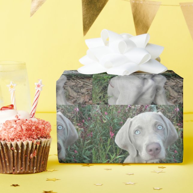 Brooklyn's Garden Party - Weimaraner Dog  Wrapping Paper (Birthday Party)