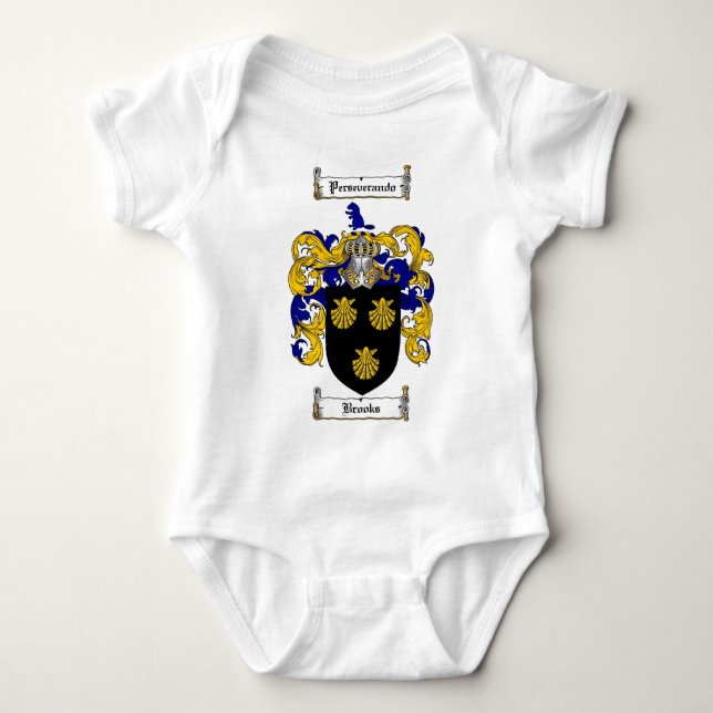 BROOKS FAMILY CREST -  BROOKS COAT OF ARMS BABY BODYSUIT (Front)