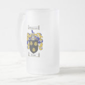 BROOKS FAMILY CREST -  BROOKS COAT OF ARMS FROSTED GLASS BEER MUG (Front Left)