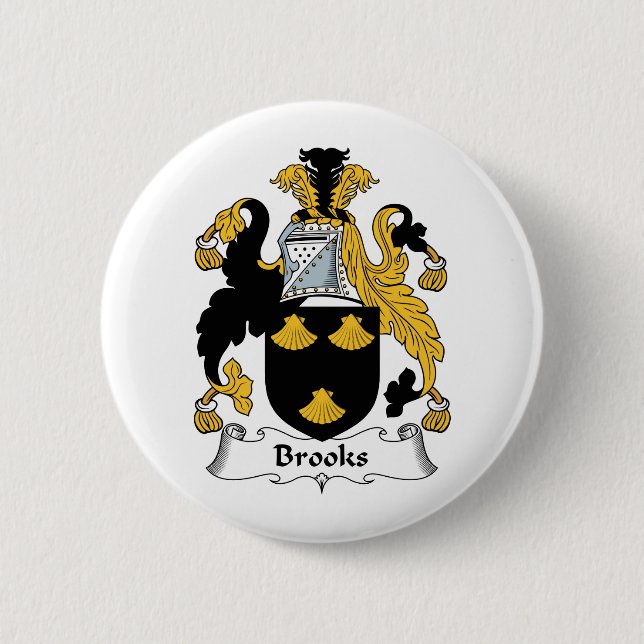 Brooks Family Crest Pinback Button (Front)